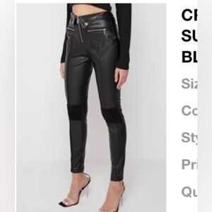 Maniere De Voir Women's Black Leather Look biker  Pants size 10 (UK 14)